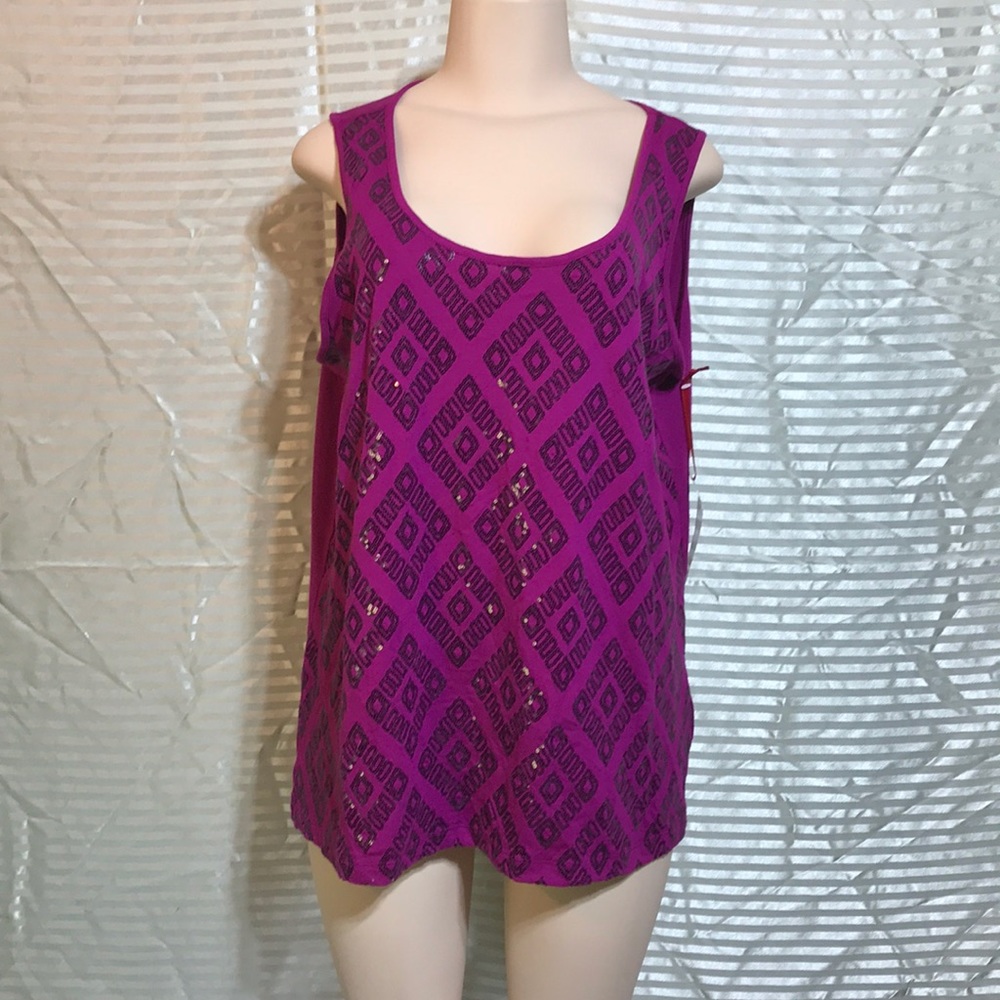 Ruby Rd. Purple Sequin Tank Top Cami Shell Plus L